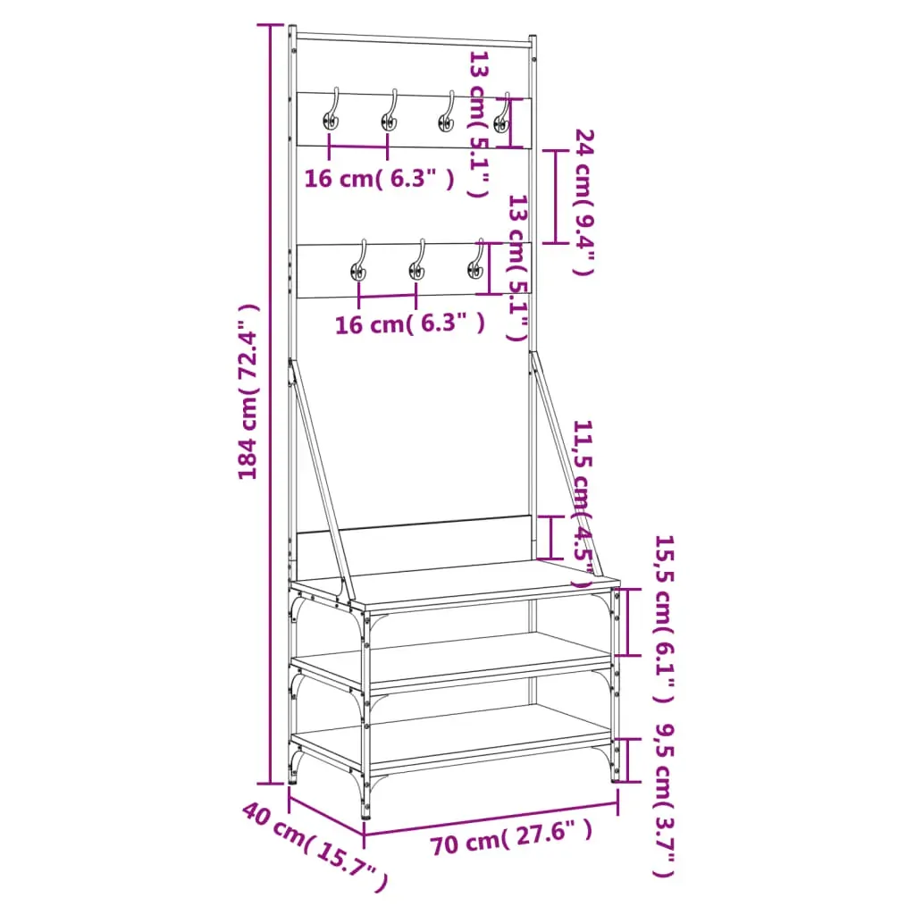 Clothes Rack with Shoe Storage Black 70x40x184 cm Price