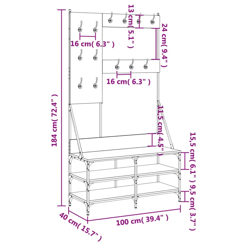 Clothes Rack with Shoe Storage Black 100x40x184 cm Price