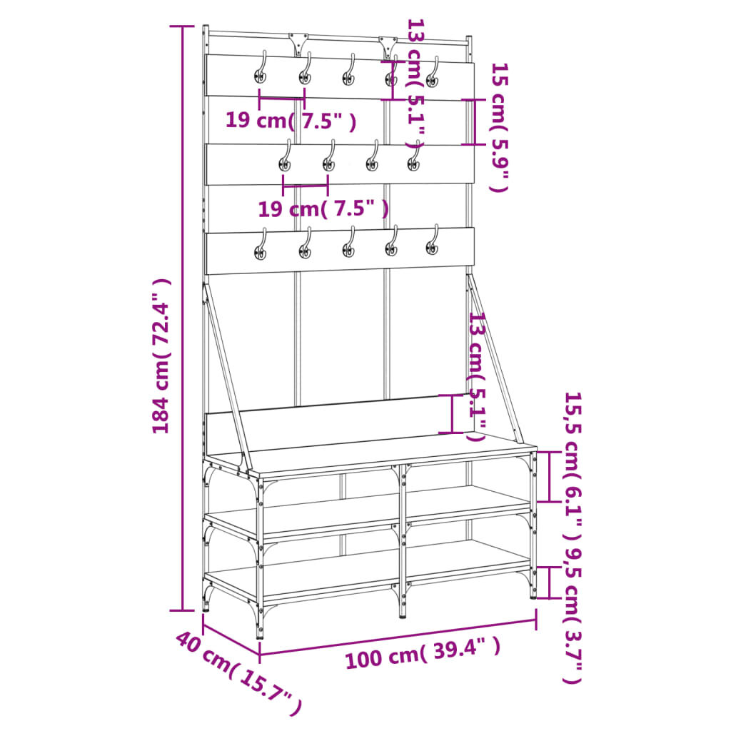 Clothes Rack with Shoe Storage Black 100x40x184 cm Price
