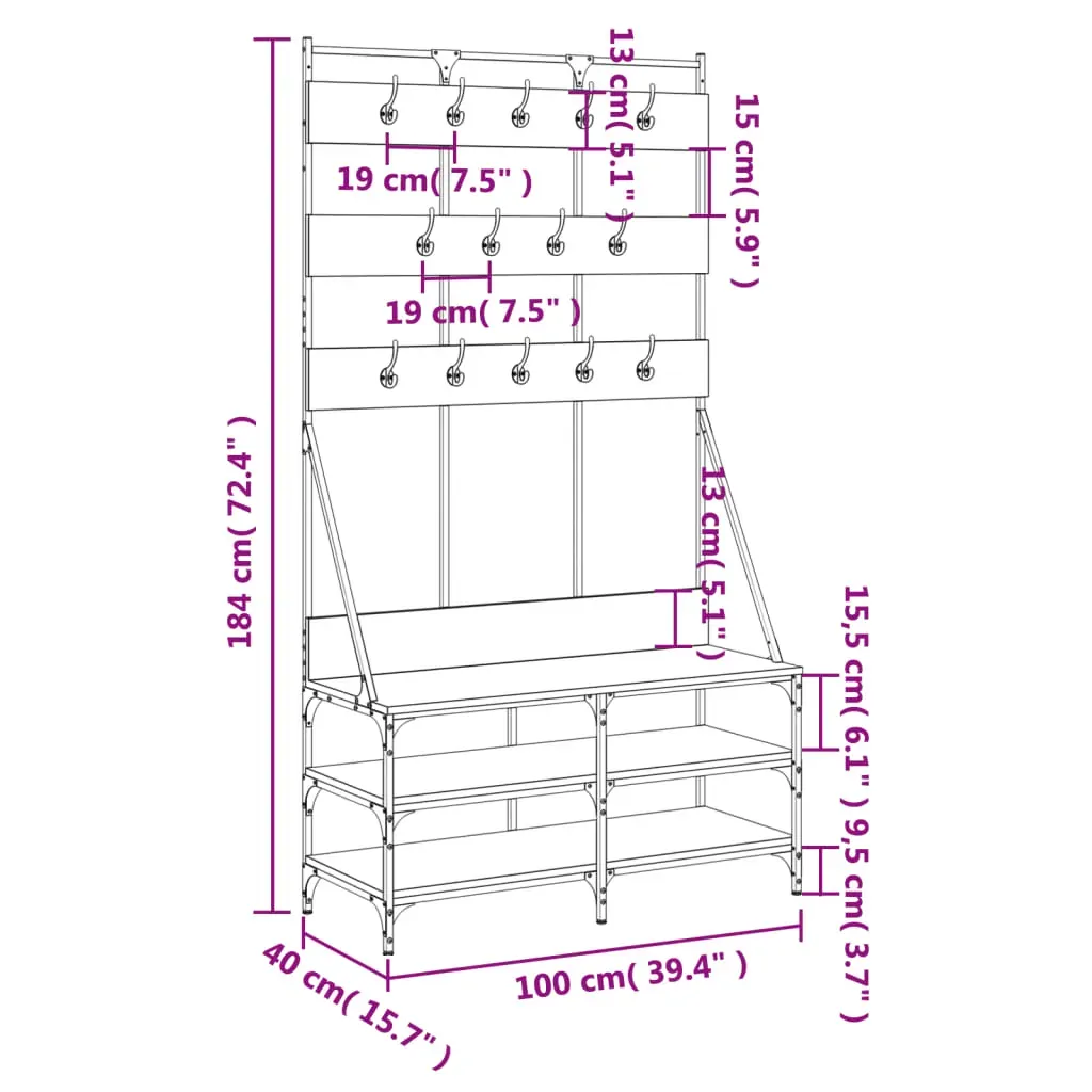 Clothes Rack with Shoe Storage Black 100x40x184 cm Price