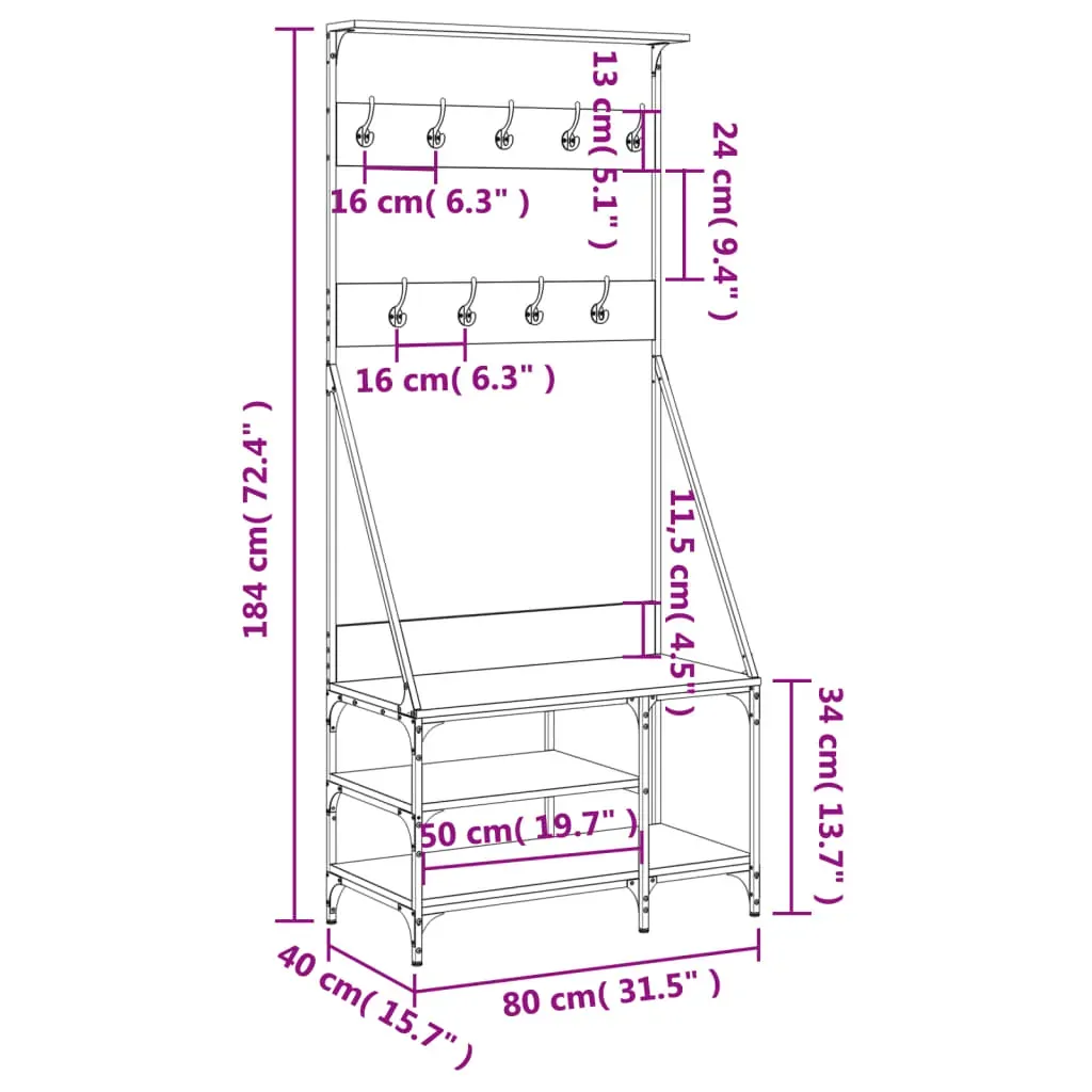 Clothes Rack with Shoe Storage Black 80x40x184 cm Price