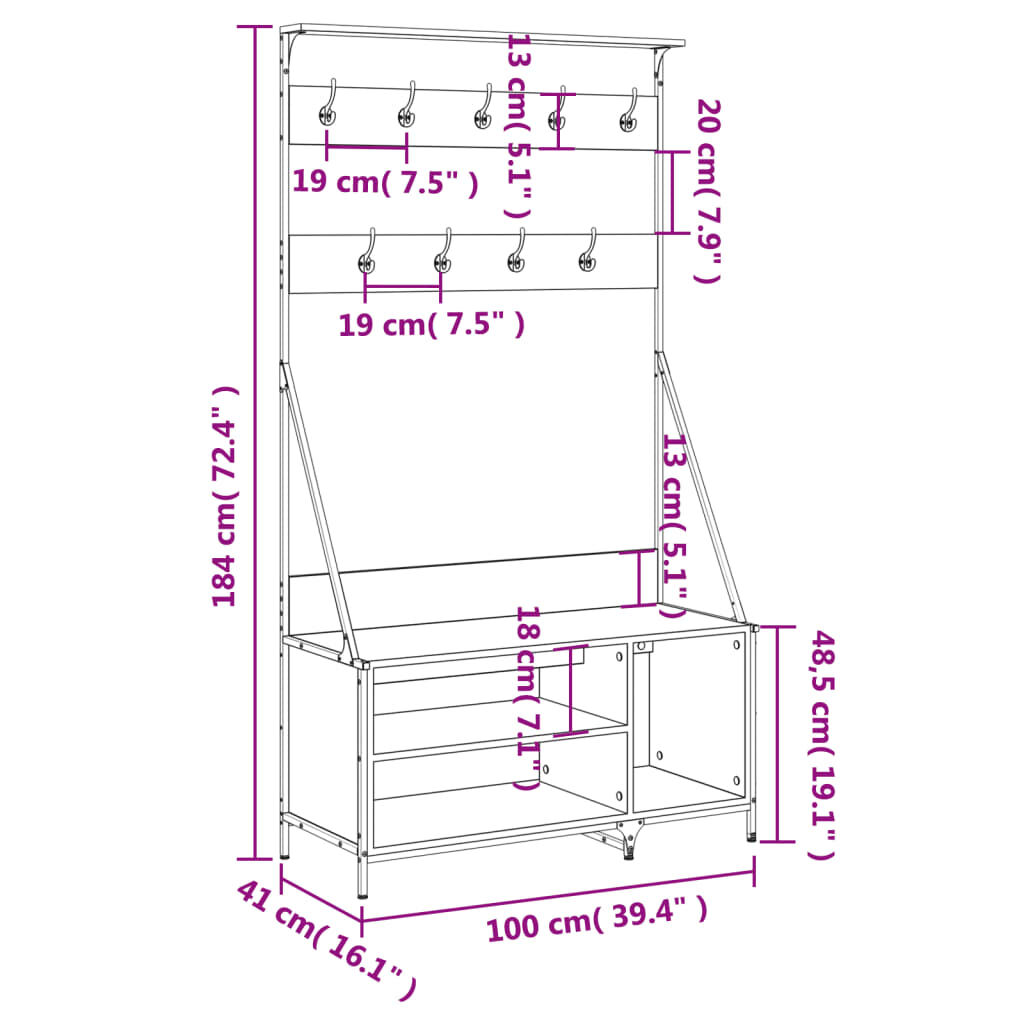 Clothes Rack with Shoe Storage Black 100x41x184 cm Price