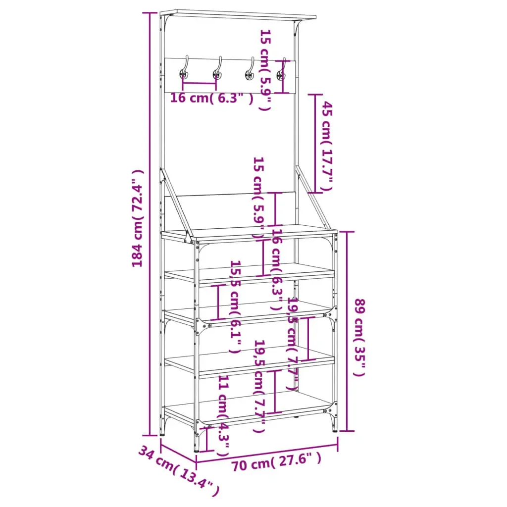 Clothes Rack with Shoe Storage Black 70x34x184 cm Price