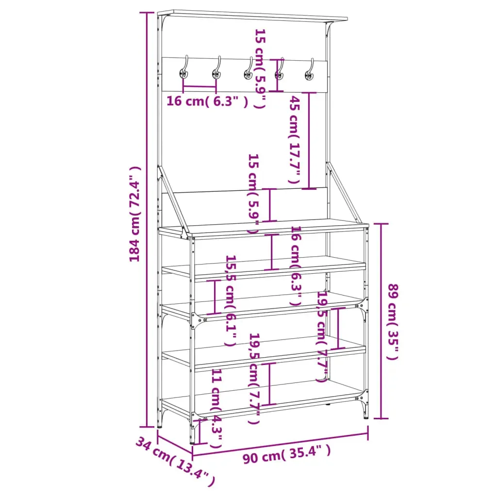 Clothes Rack with Shoe Storage Black 90x34x184 cm Price