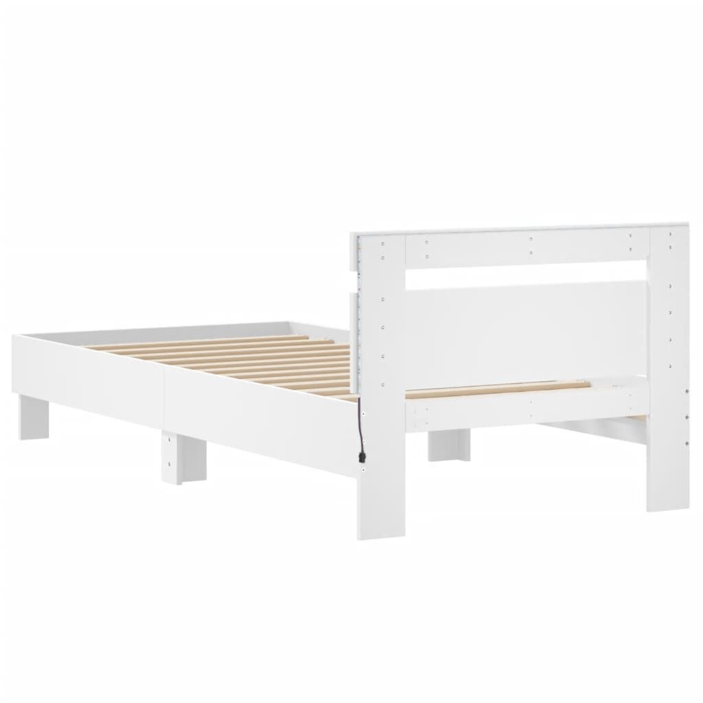Bed Frame without Mattress with LED Lights White 90x190 cm Price