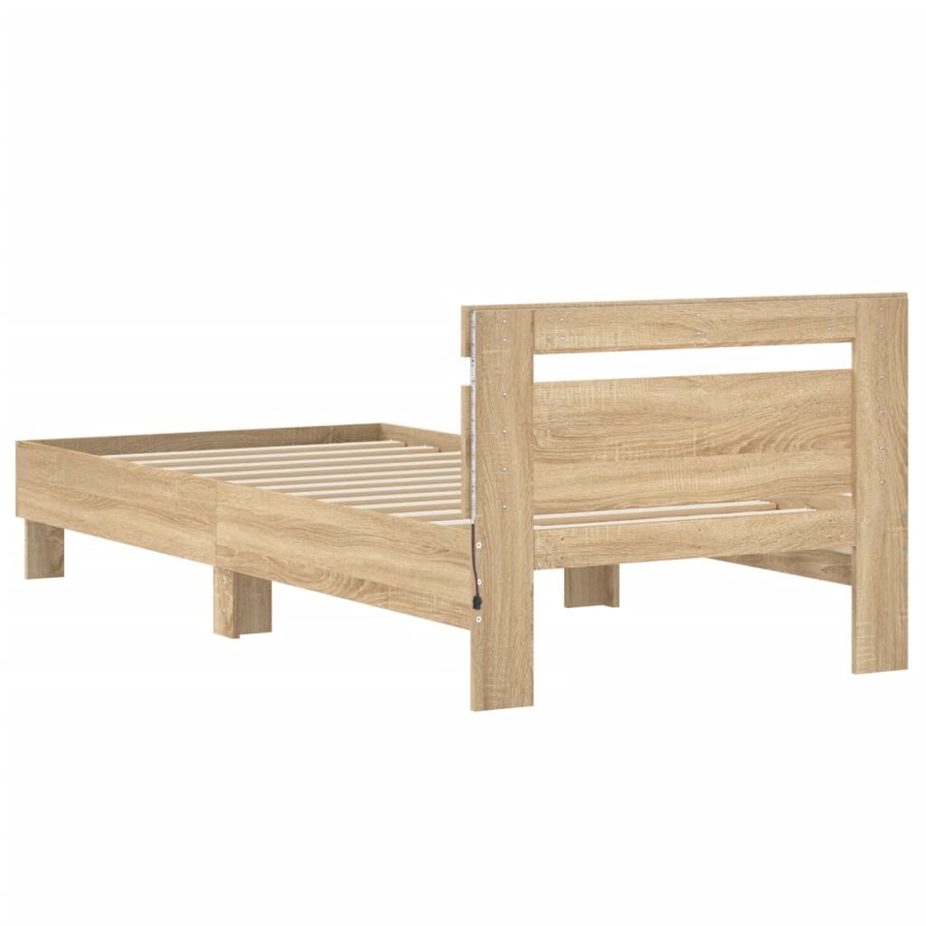 Bed Frame without Mattress with LED Lights Sonoma Oak 90x190 cm Price