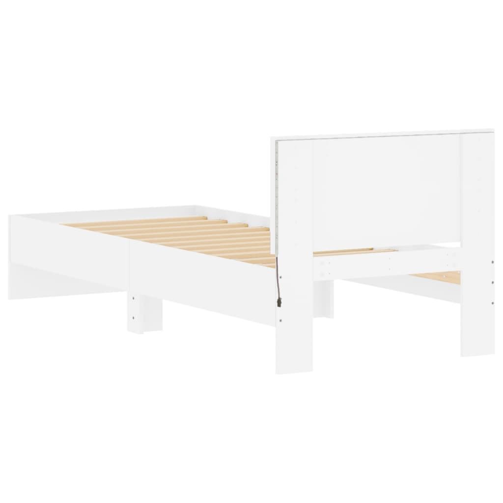 Bed Frame without Mattress with LED Lights White 90x190 cm Price