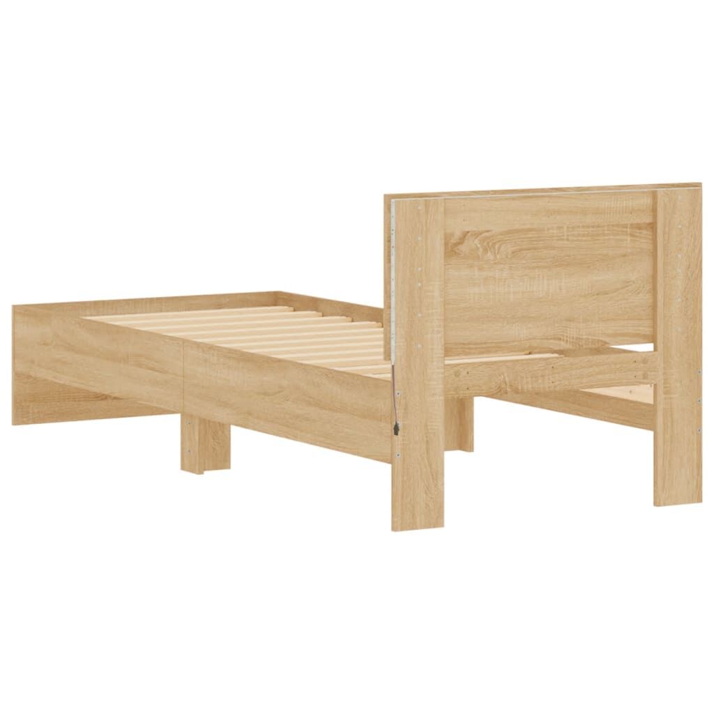 Bed Frame without Mattress with LED Lights Sonoma Oak 90x190 cm Price