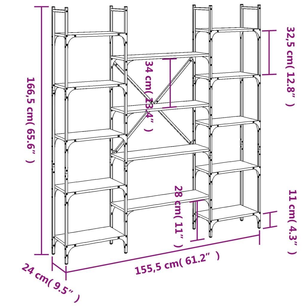 Bookshelf Black 155.5x24x166.5 cm Engineered Wood Price