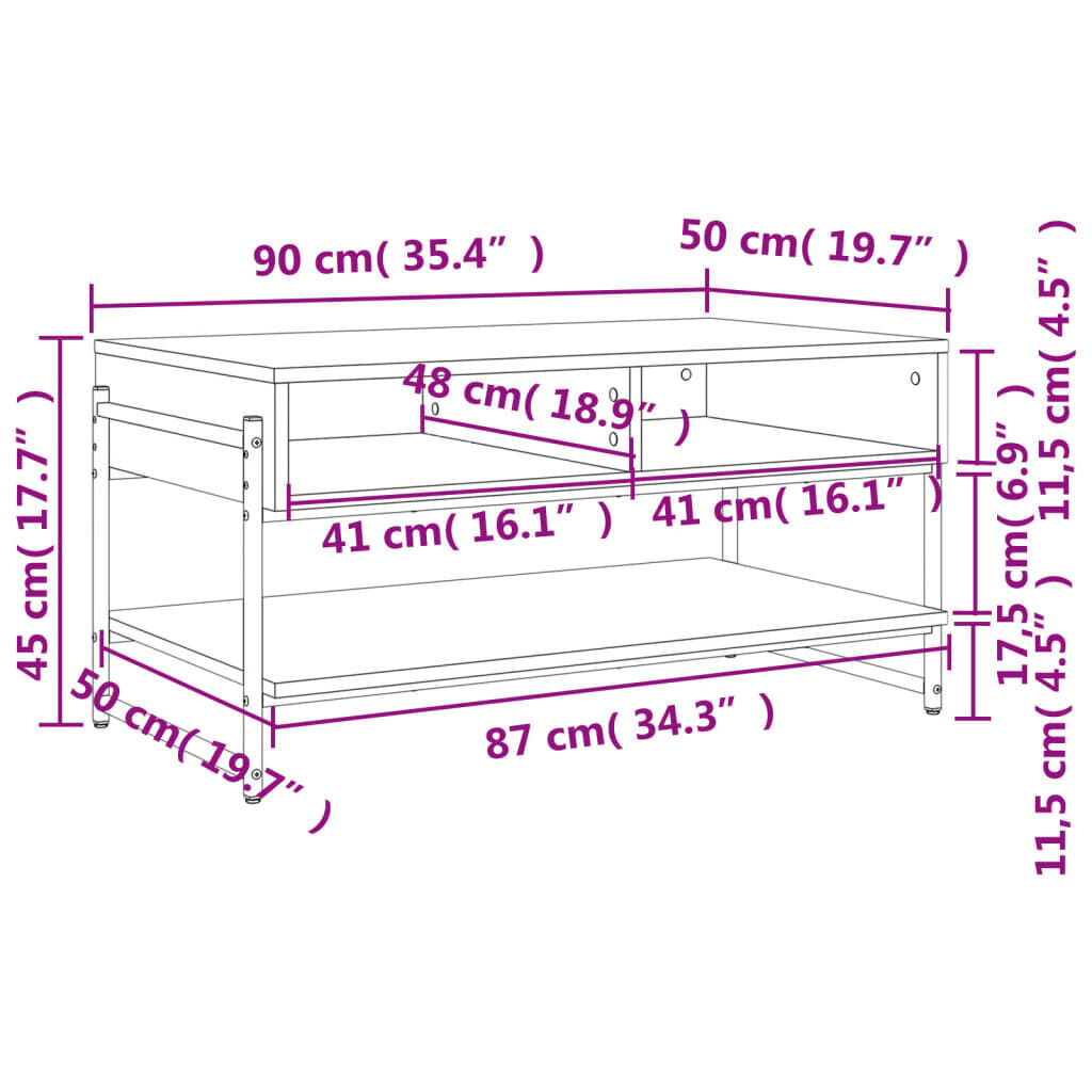 Coffee Table Black 90x50x45 cm Engineered Wood Price