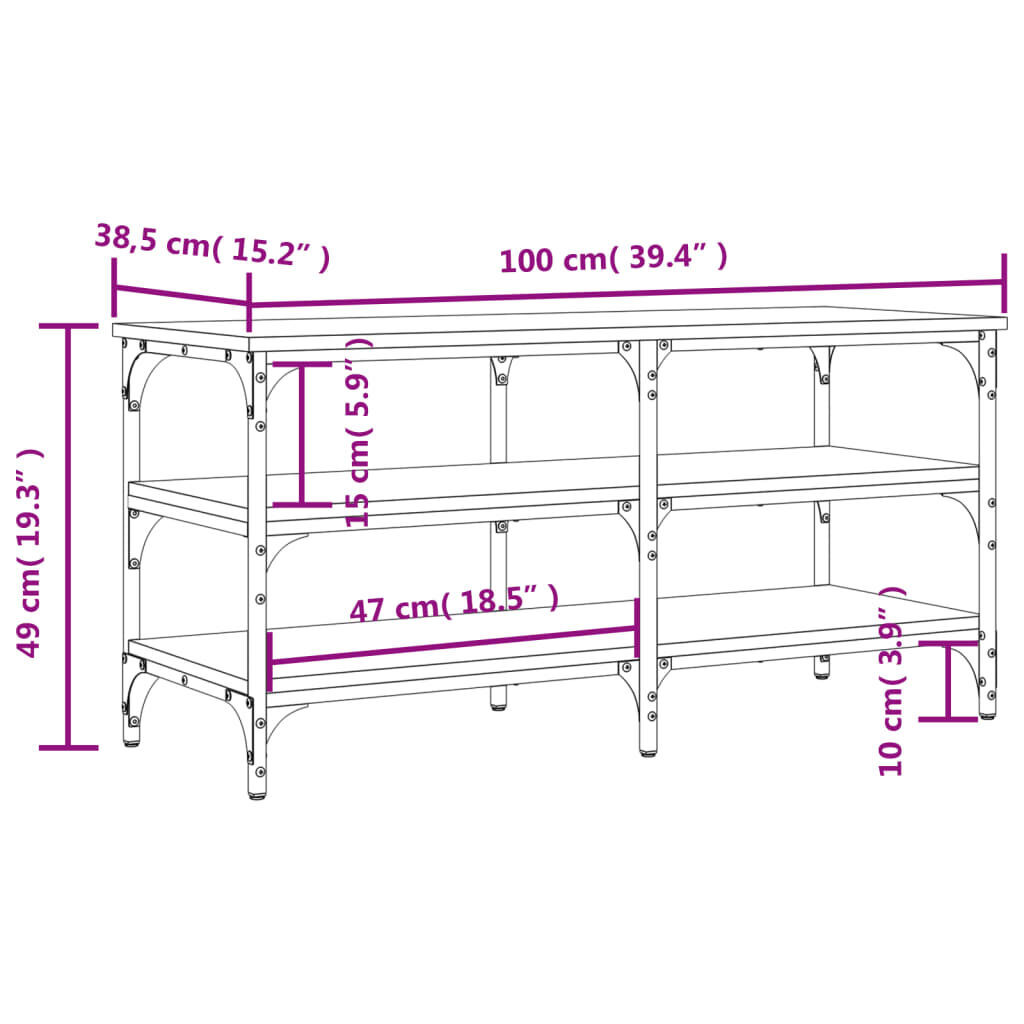 Shoe Bench Black 100x38.5x49 cm Engineered Wood Price