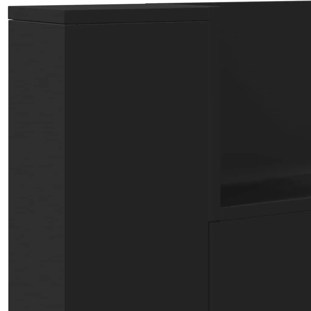Headboard Cabinet with LED Black 200 cm Price