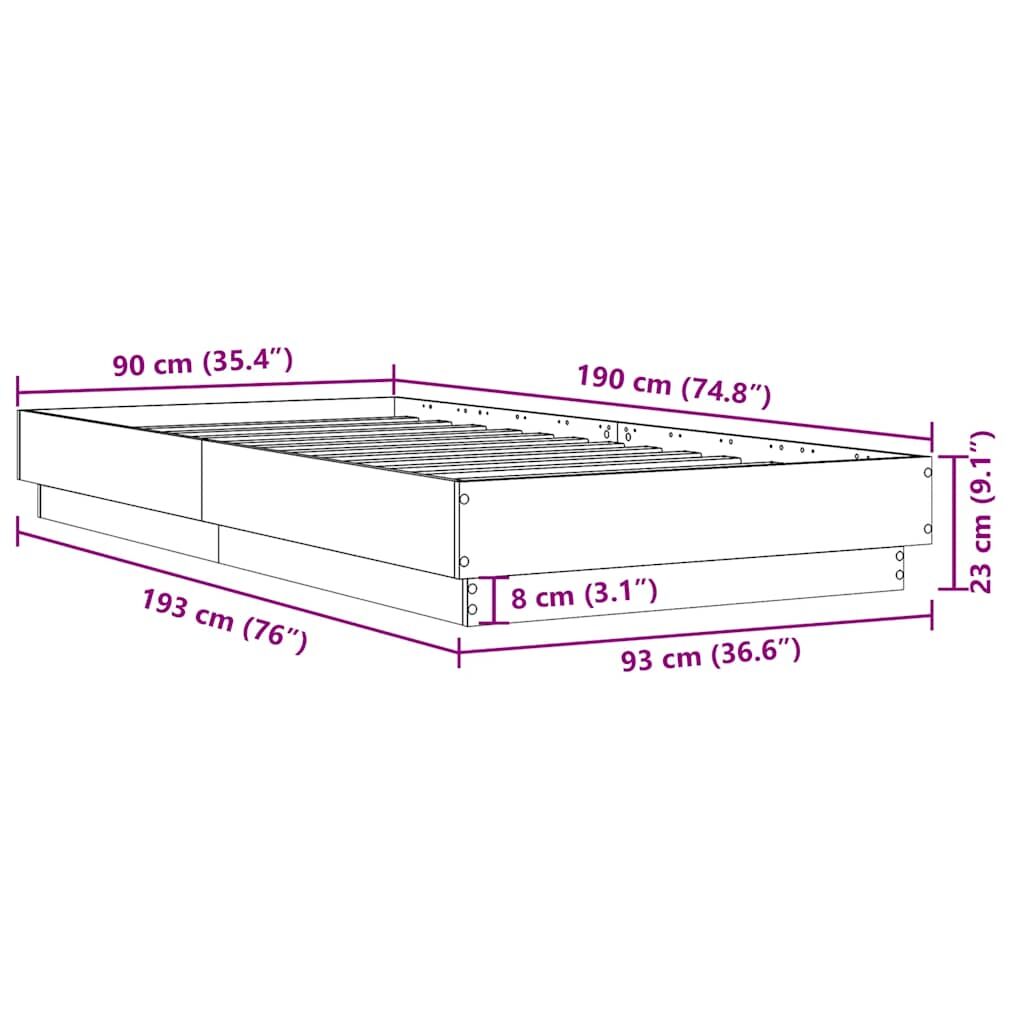 Bed Frame without Mattress White 90x190 cm Engineered Wood Price
