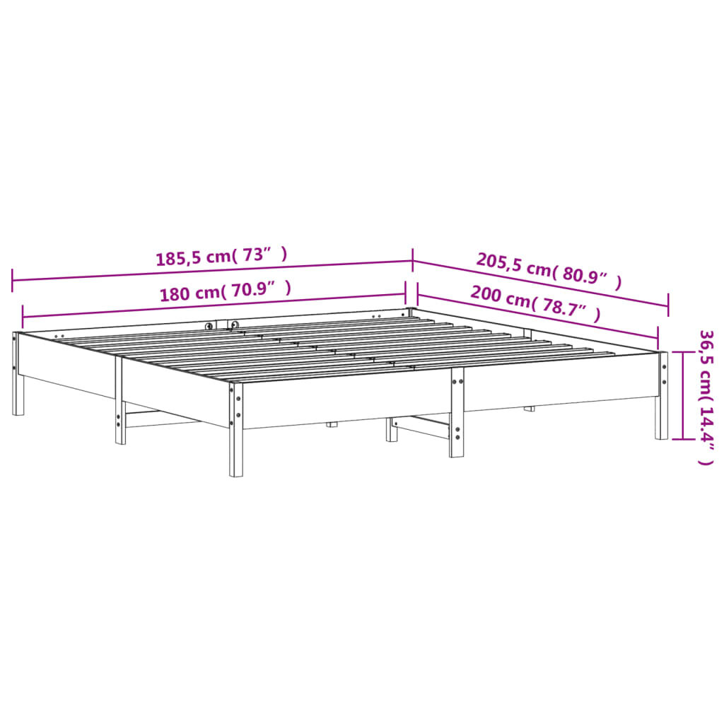 Bed Frame without Mattress 183x203 cm King Solid Wood Pine Price