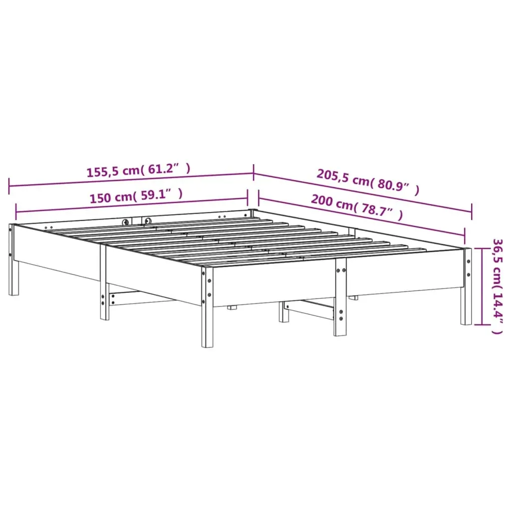 Bed Frame without Mattress 150x200 cm Solid Wood Pine Price