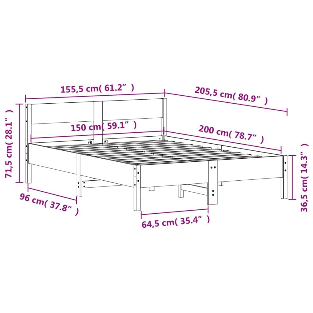 Bed Frame without Mattress 150x200 cm Solid Wood Pine Price