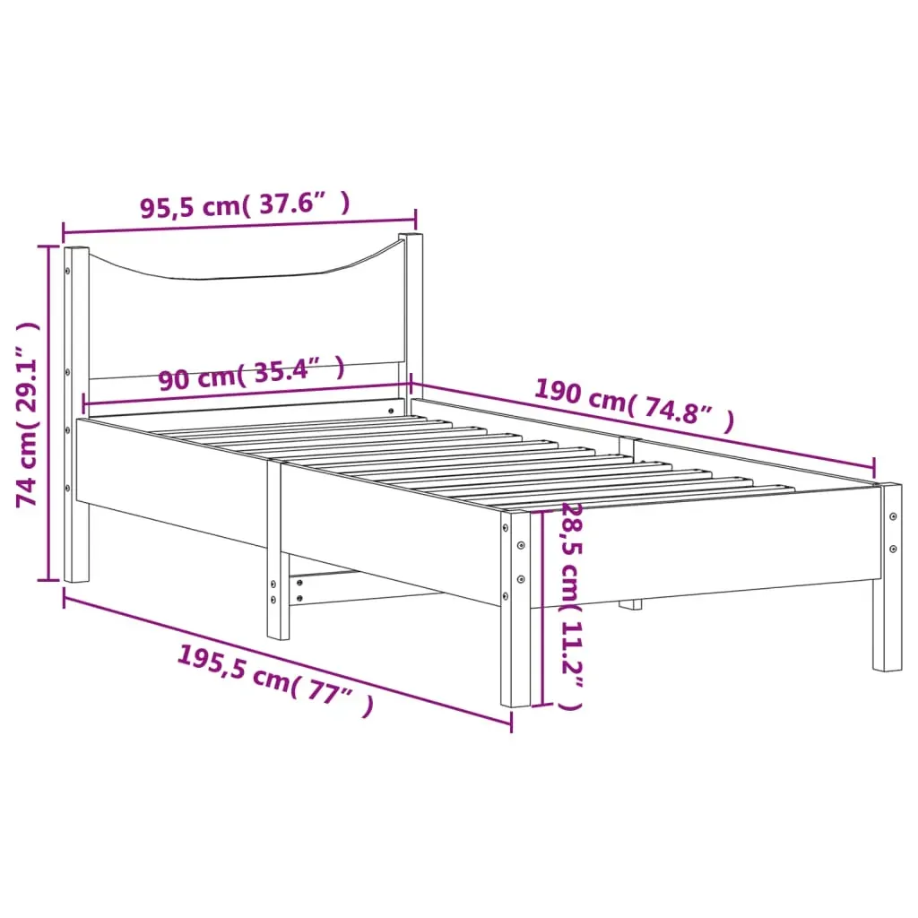 Bed Frame without Mattress 90x190 cm Solid Wood Pine Price