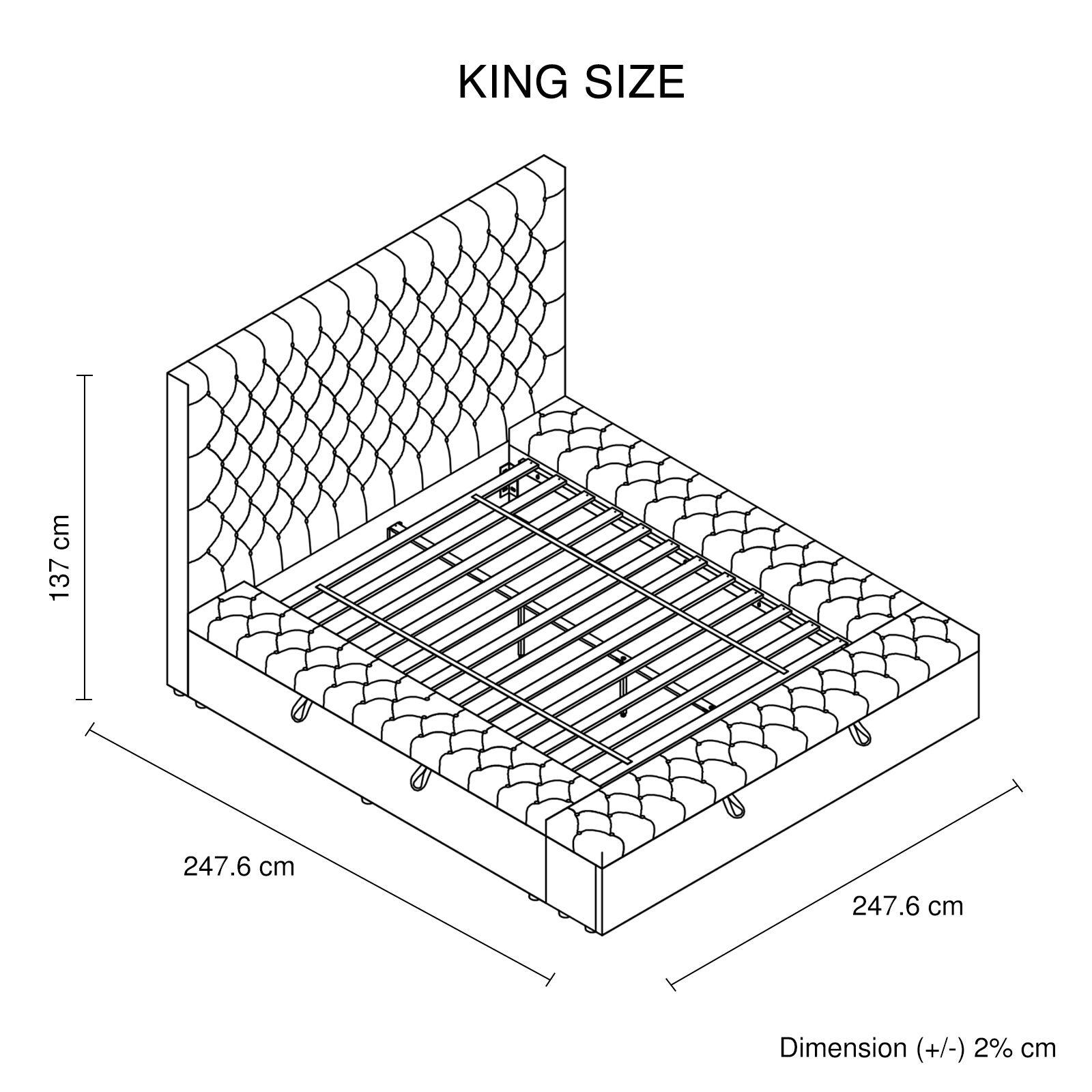 King Size Bedframe Velvet Upholstery Dark Grey Colour Tufted Headboard Deep Quilting Price
