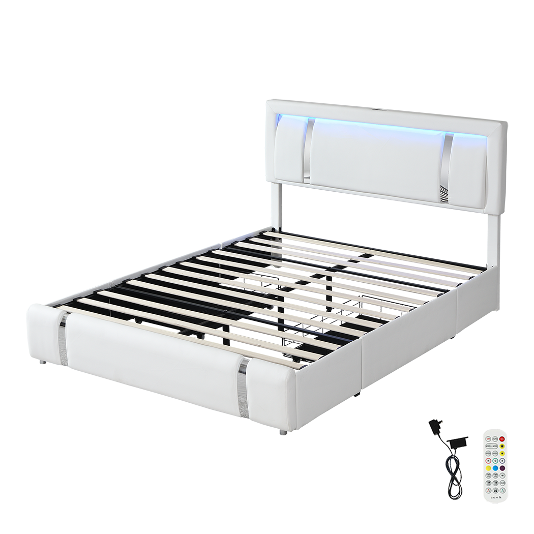 levede double bed frame with adjustable headboard white Price