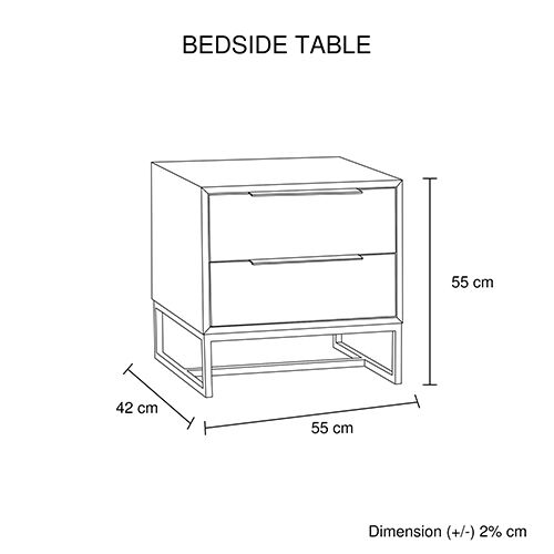 Bedside Table 2 drawers Side Table Solid Acacia Wood Veneered in Tea Colour Price