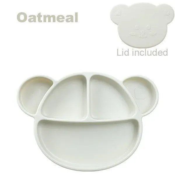 Bear Silicone Suction Food Plate with Silicone Lid Oatmeal Price