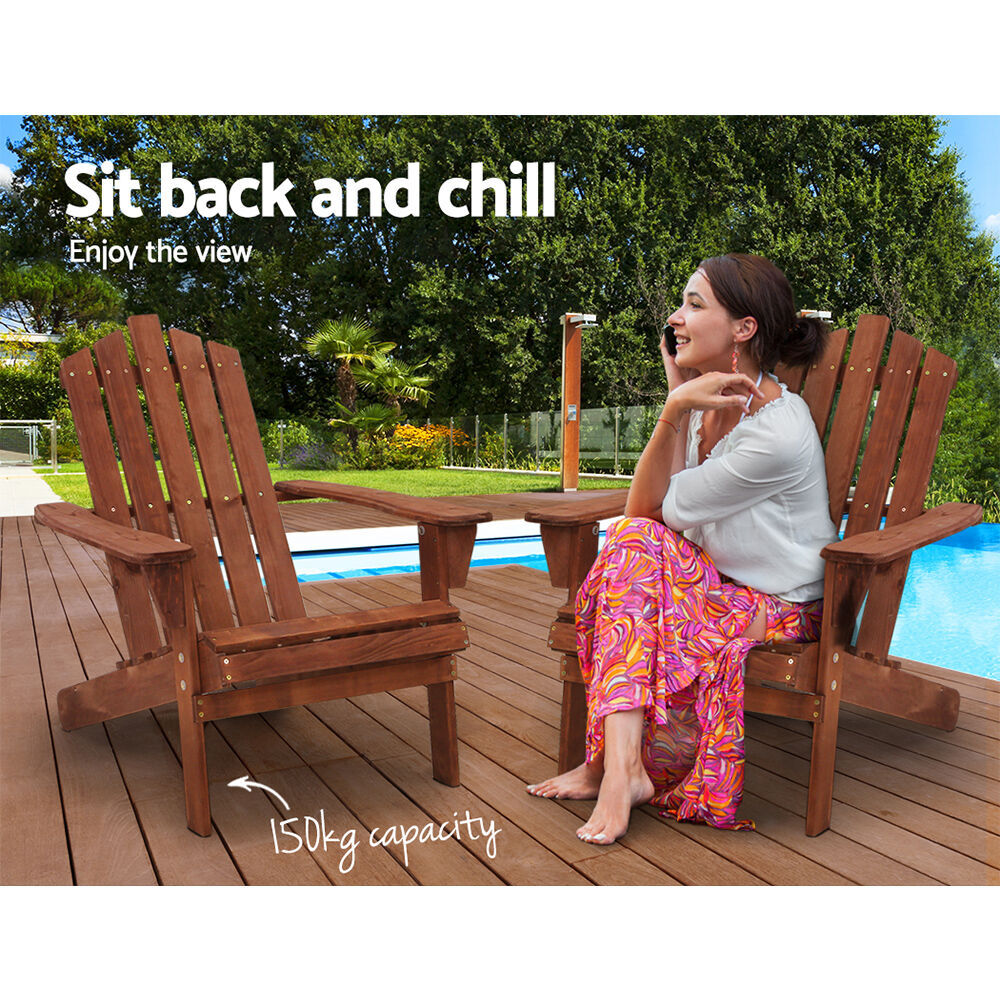 Adirondack Outdoor Chairs Wooden Beach Chair Patio Furniture Garden Brown Price