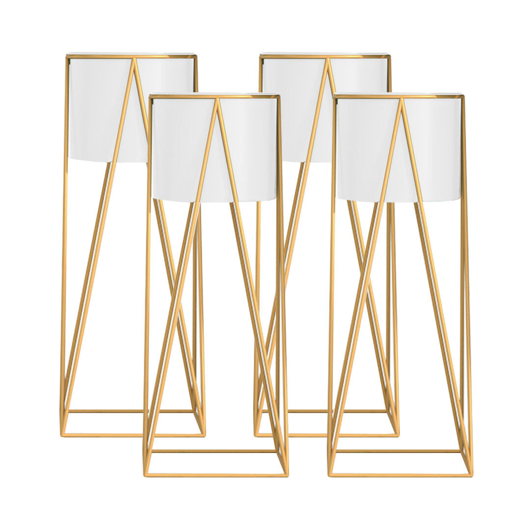 4x 70cm gold metal plant stand with black flower pot holder corner shelving rack indoor display Price