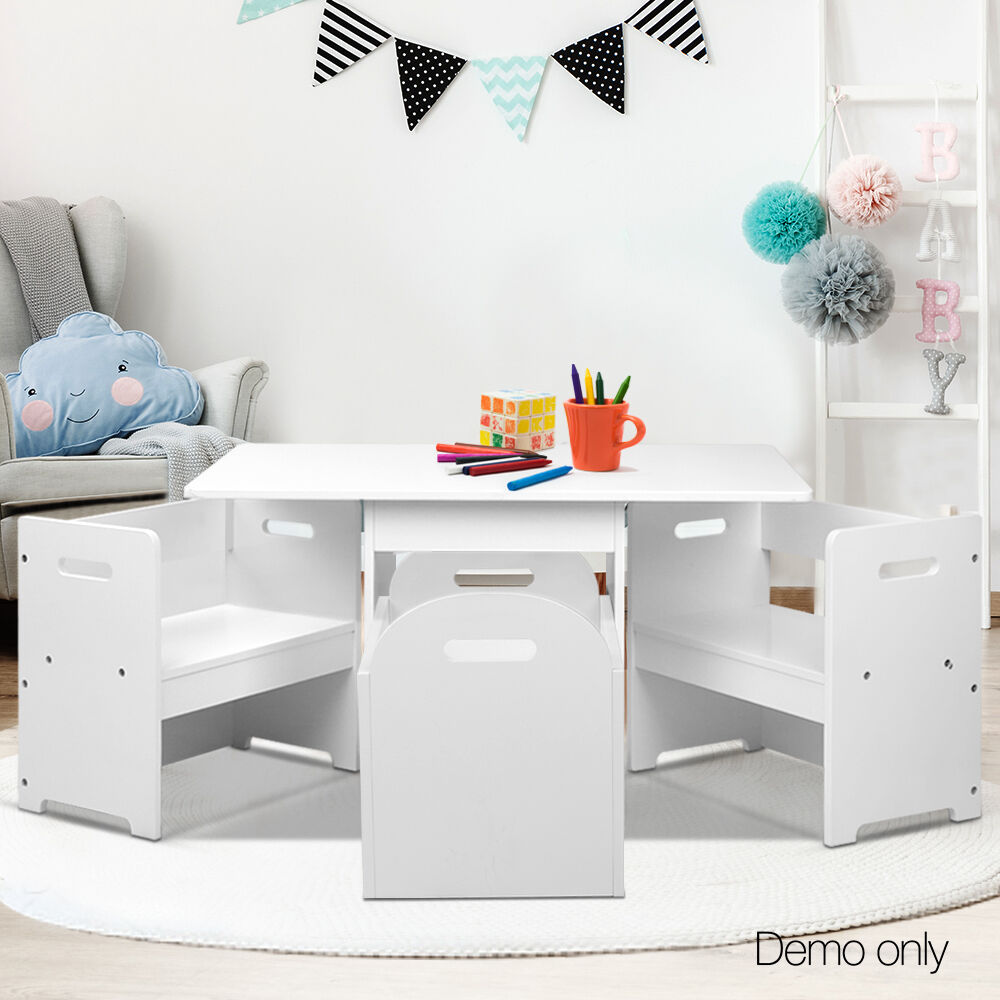 3PCS Kids Table and Chairs Set Storage Toys Play Activity Desk Price