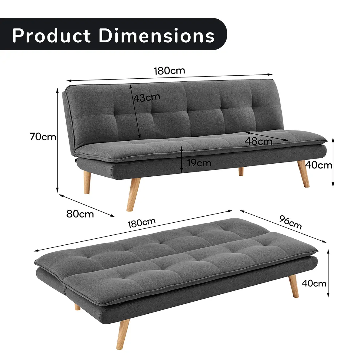 Heywood 3 Seater Linen Sofa Bed Couch Lounge Futon Price