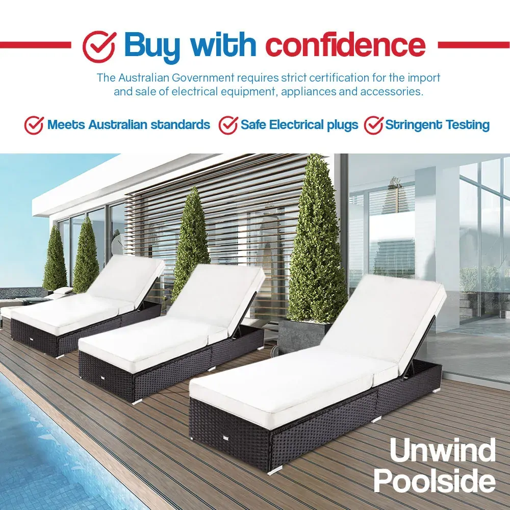 LONDON RATTAN Wicker Premium Outdoor Sun Lounge Pool Furniture Bed. Price