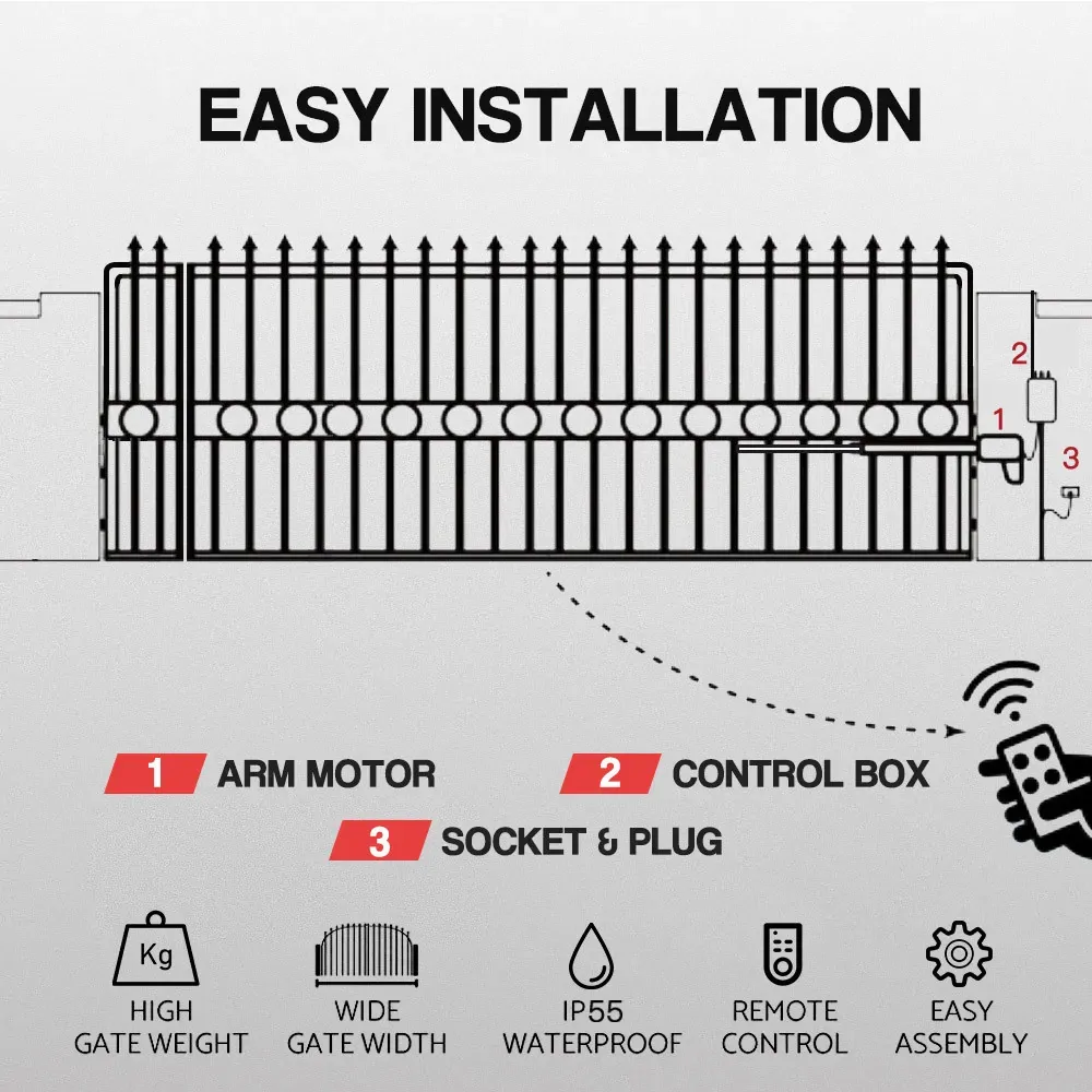E-GUARD Swing Automatic Gate Opener 450KG 3.5M Motor Remote Control Kit Price
