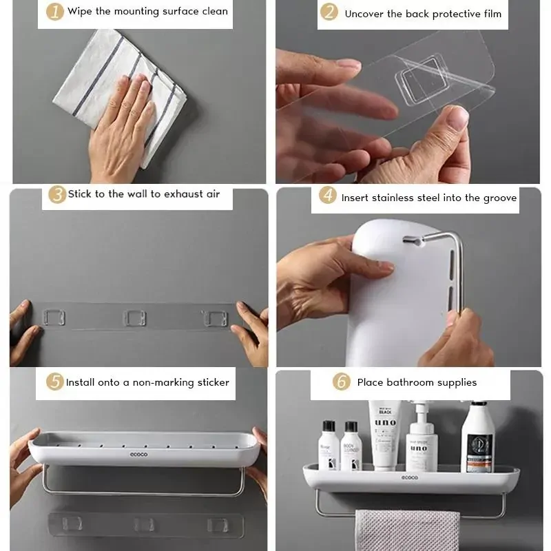 Bathroom Shelves Organizer Wall Mount Home Towel shelf Shampoo Rack With Towel Bar Storage Rack Bathroom Accessories Price