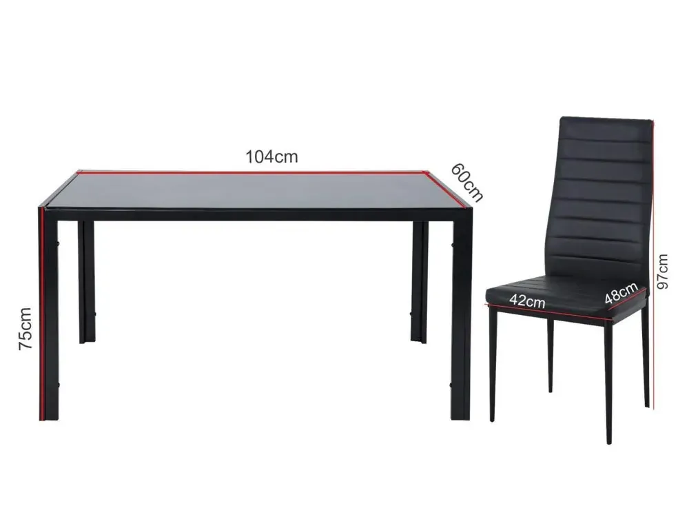 5PC Indoor Dining Table and Chairs Dinner Set Glass Leather Kitchen Price