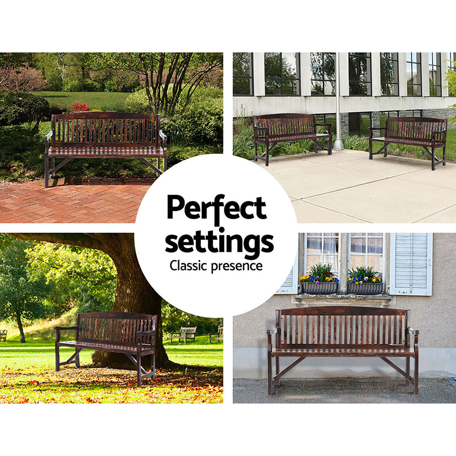 Wooden Garden Bench Chair Outdoor Furniture Decor Patio Deck 3 Seater Price