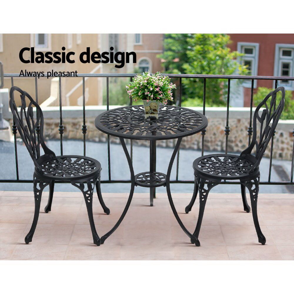 3PC Outdoor Setting Cast Aluminium Bistro Table Chair Patio Price