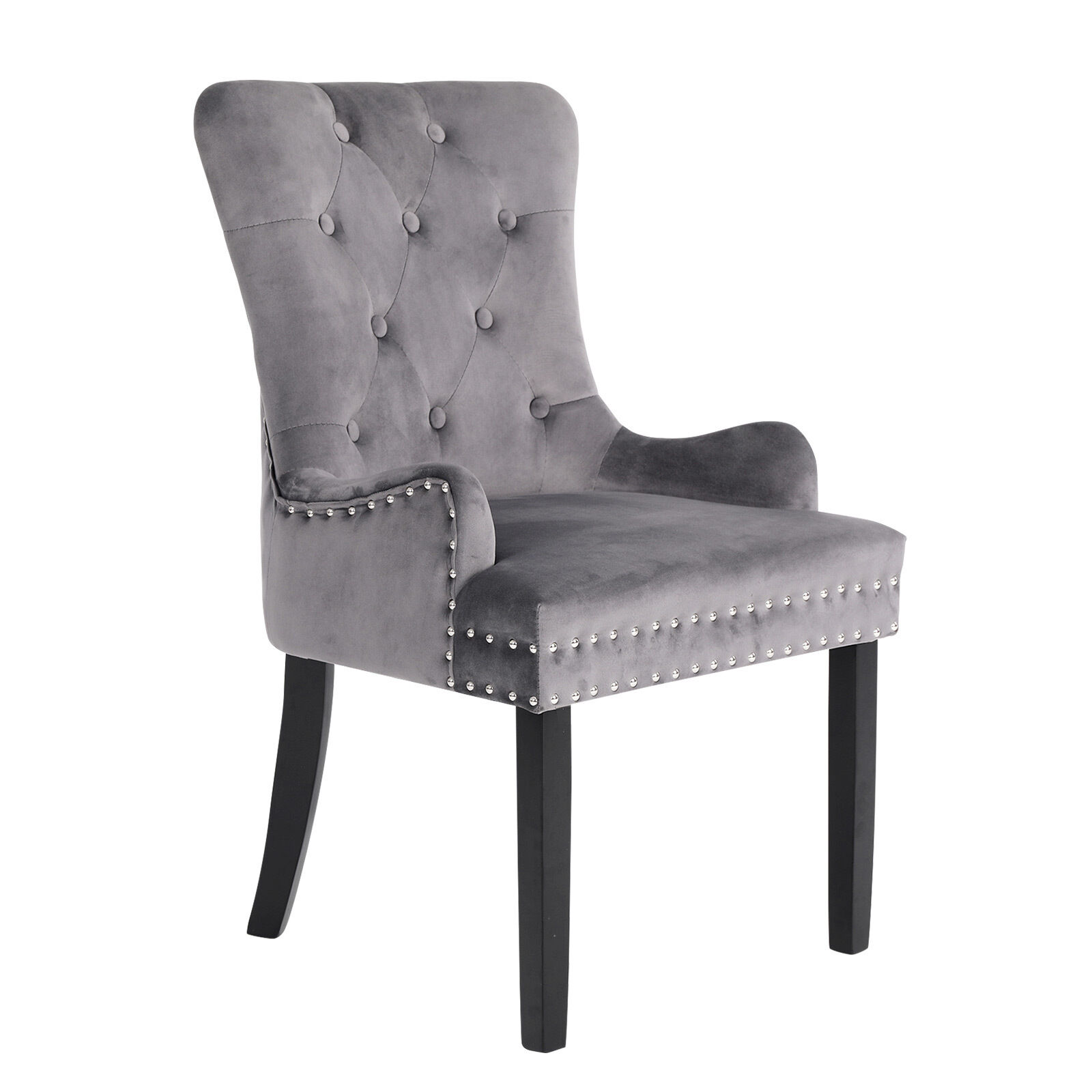 French Provincial Dining Chair Ring Studded Lisse Velvet Rubberwood Price