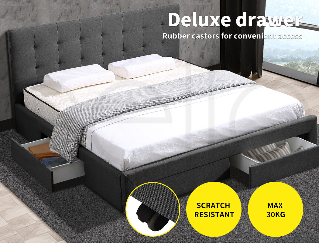Shaugh Bed Frame Base With Storage Drawer Mattress Wooden Fabric Price