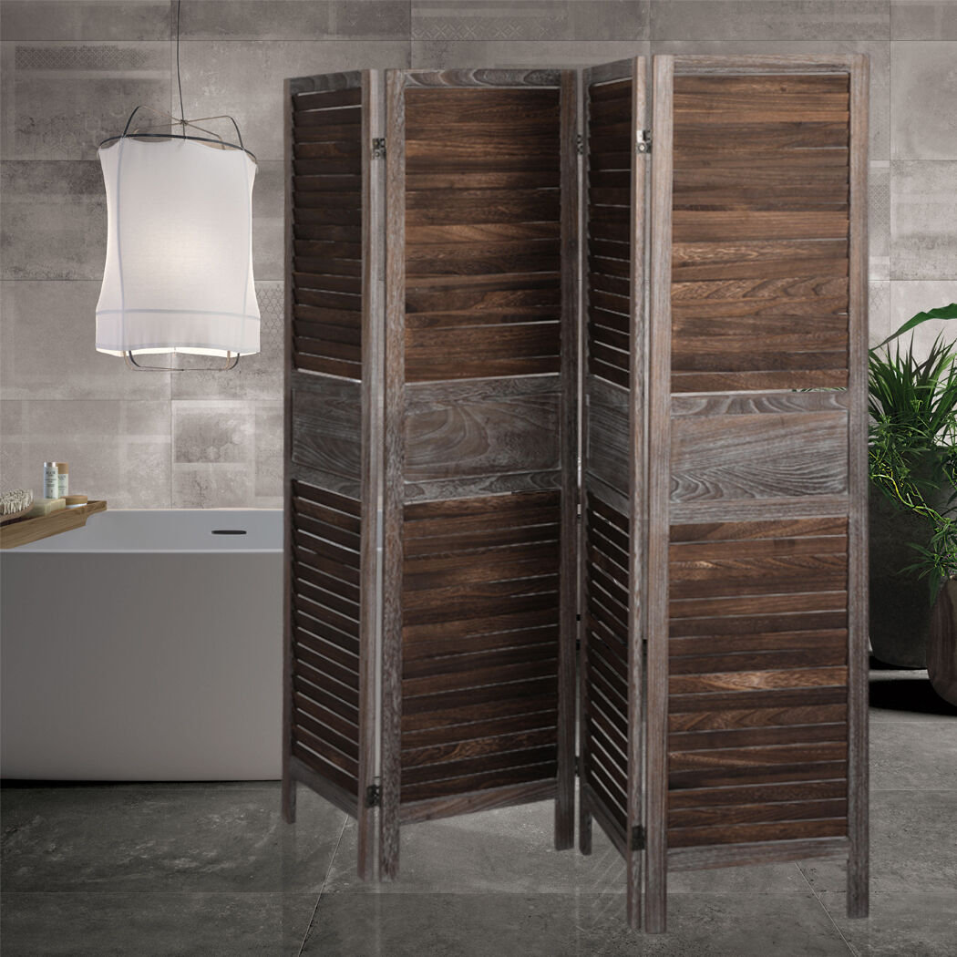 Washpool Room Divider Folding Screen Privacy Dividers Stand Wood Brown Price
