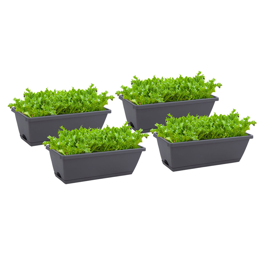 49.5cm Rectangular Planter Vegetable Herb Flower Outdoor Plastic Box with Holder Balcony Garden Décor Price