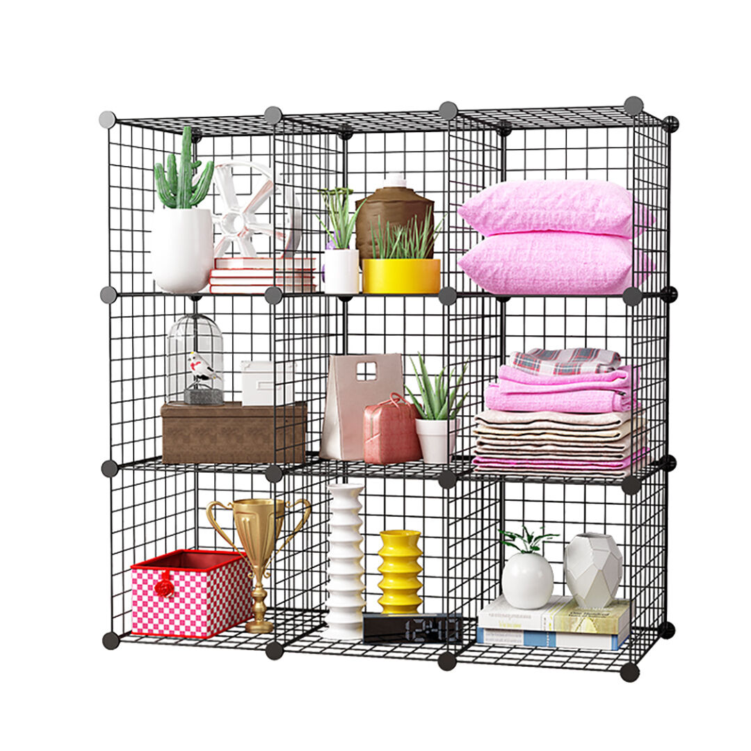 Black Portable Cube Storage Organiser Foldable DIY Modular Grid Space Saving Shelf Price