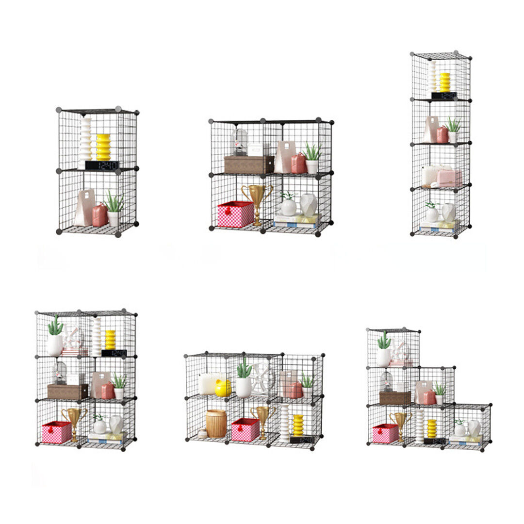 Black Portable Storage Organiser Foldable DIY Modular Grid Space Saving Shelf Price