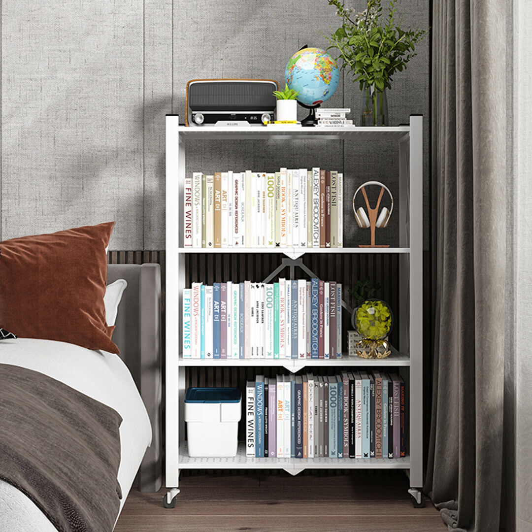 Steel Foldable Display Stand Multi-Functional Shelves Portable Storage Organizer with Wheels Price