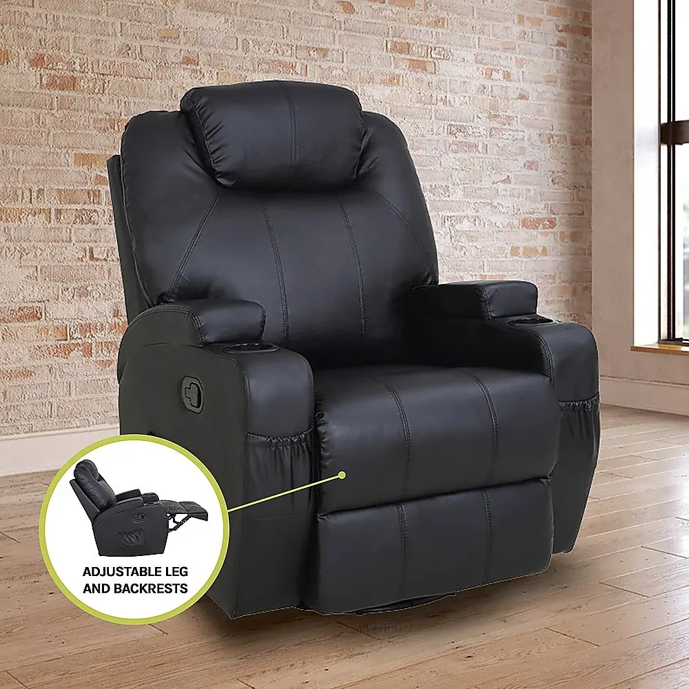 Massage Sofa Chair Recliner 360 Degree Swivel PU Leather Lounge 8 Point Heated Price