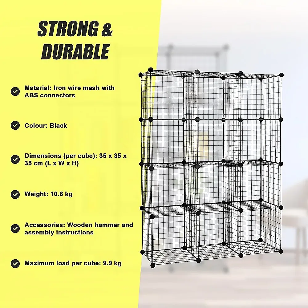12 Cube Wire Grid Organiser Bookcase Storage Cabinet Wardrobe Closet Price