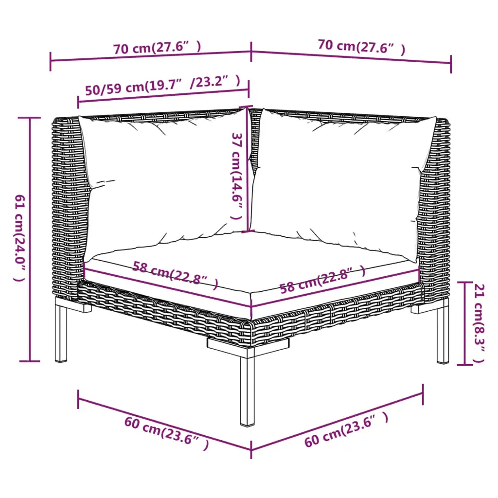 Garden Lounge Set with Cushions Poly Rattan Dark Grey Price