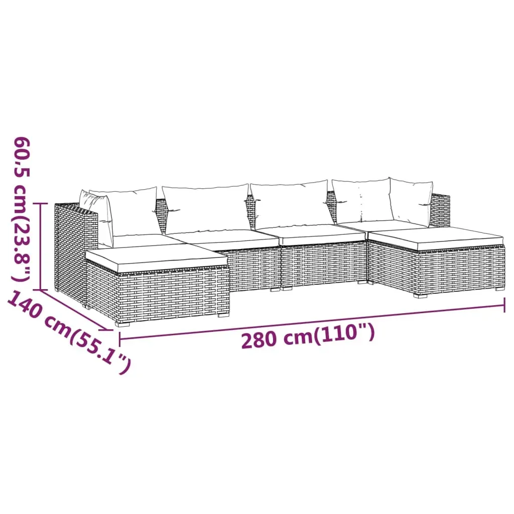 Garden Lounge Set with Cushions Poly Rattan Grey Price