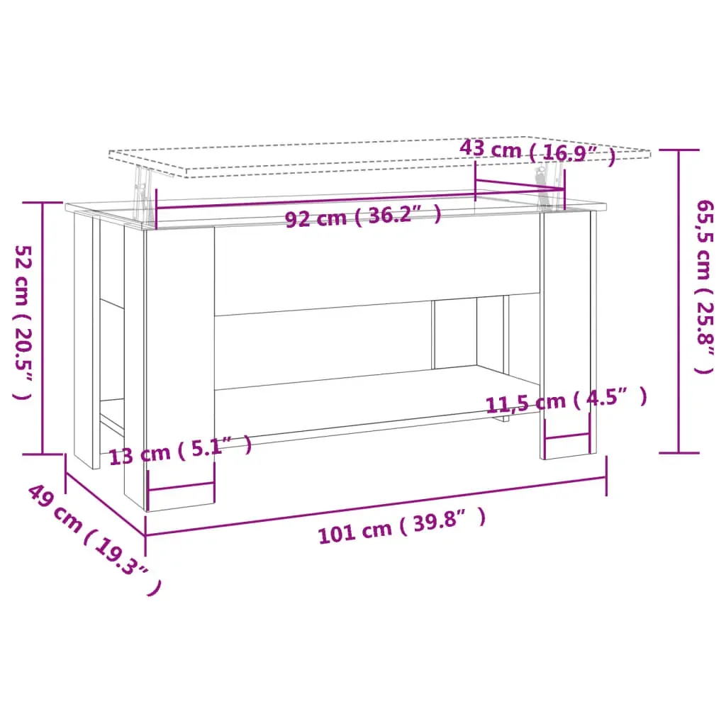 Coffee Table 101x49x52 cm Engineered Wood Price
