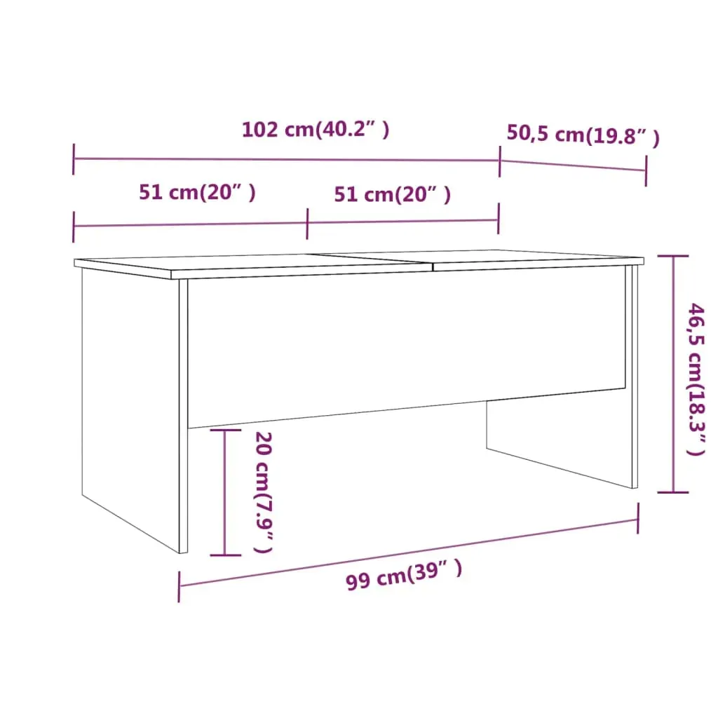 Coffee Table 102x50.5x46.5 cm Engineered Wood Price