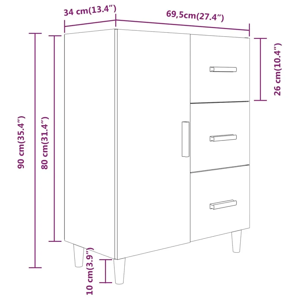 Sideboard 69.5x34x90 cm Engineered Wood Price