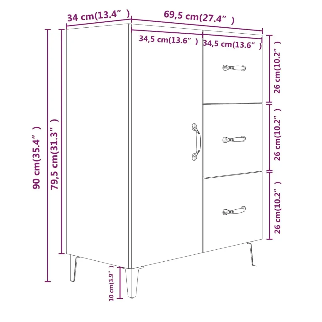 Sideboard 69.5x34x90 cm Engineered Wood Price